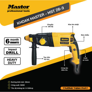 [HOT] Máy Khoan Bê Tông MASTER 3 Chưc Năng - MST 26-3, Siêu Khoẻ, Siêu Bền, Tặng 5 Mũi Khoan Cao Cấp