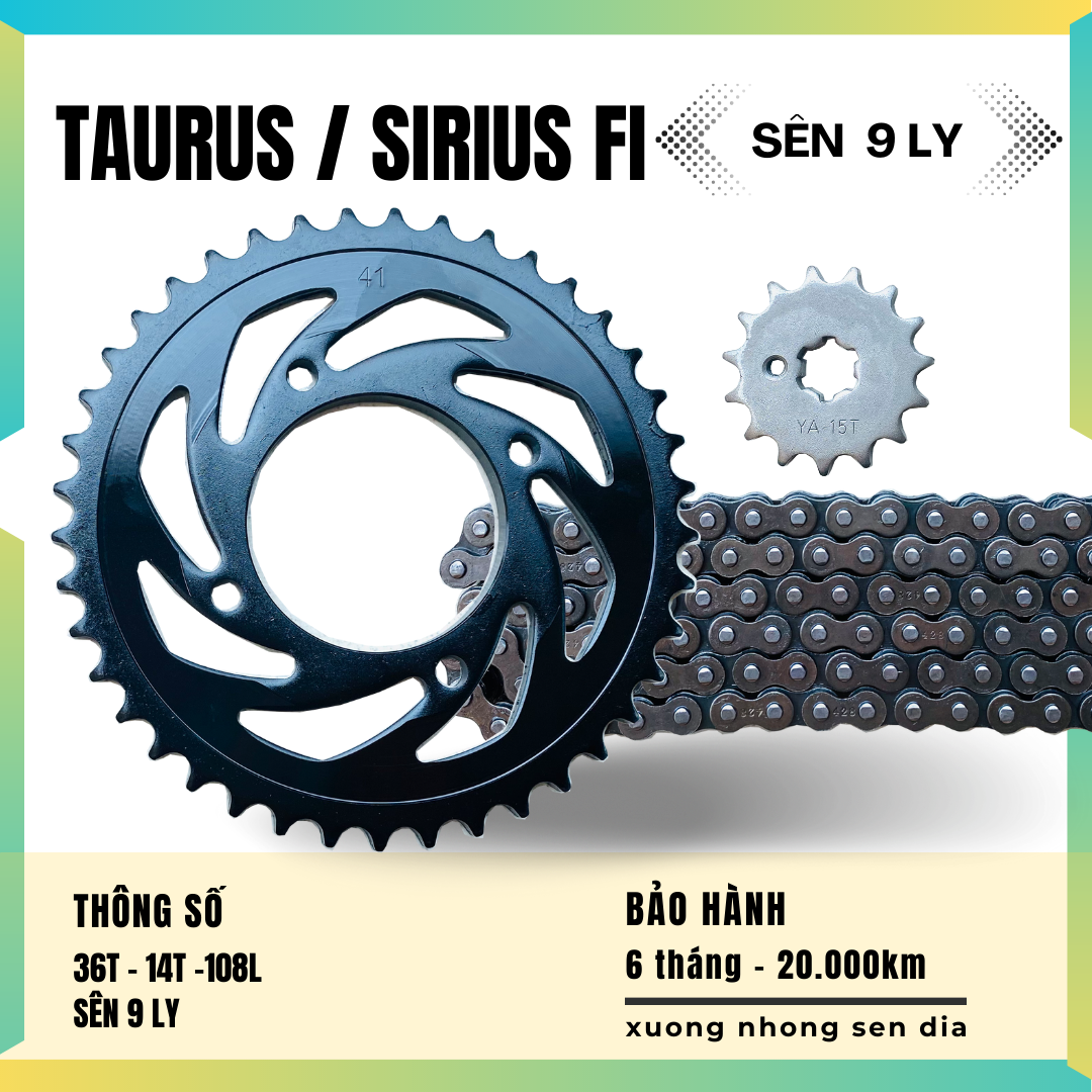 Bộ nhông sên dĩa sirius fi/ taurius 9ly