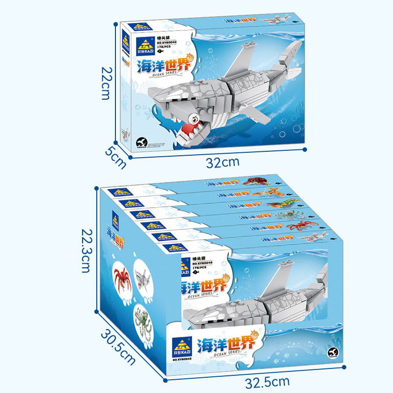 Đồ Chơi Lắp Ráp Mô Hình Cá Mập Đại Dương, Bể Cá Trưng Bày Thủy Cung Atlantis World Aquaria No.KY80044 Với 200+ Mảnh Ghép