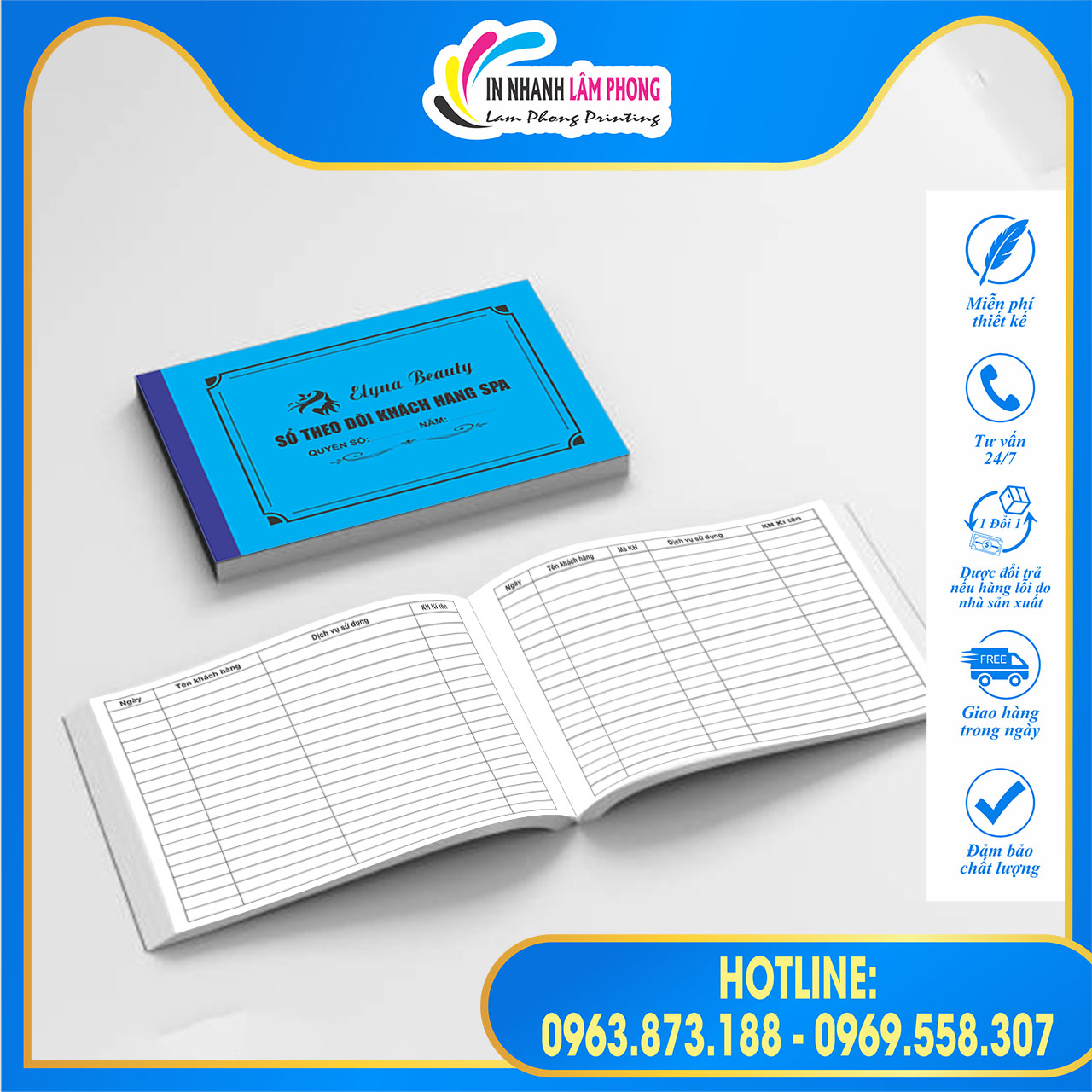 (Mẫu 2) Sổ theo dõi khách hàng spa, thẩm mỹ A4-A5