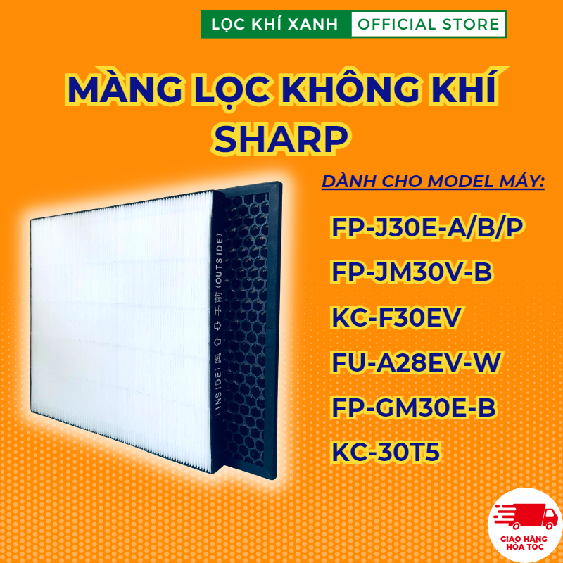 Màng lọc không khí Sharp FP-J30E-A, FP-J30E-B, FZ-F30HFE, FP-JM30V-B, FU-A28EV-W, FP-GM30E-B. Màng lọc hepa sharp