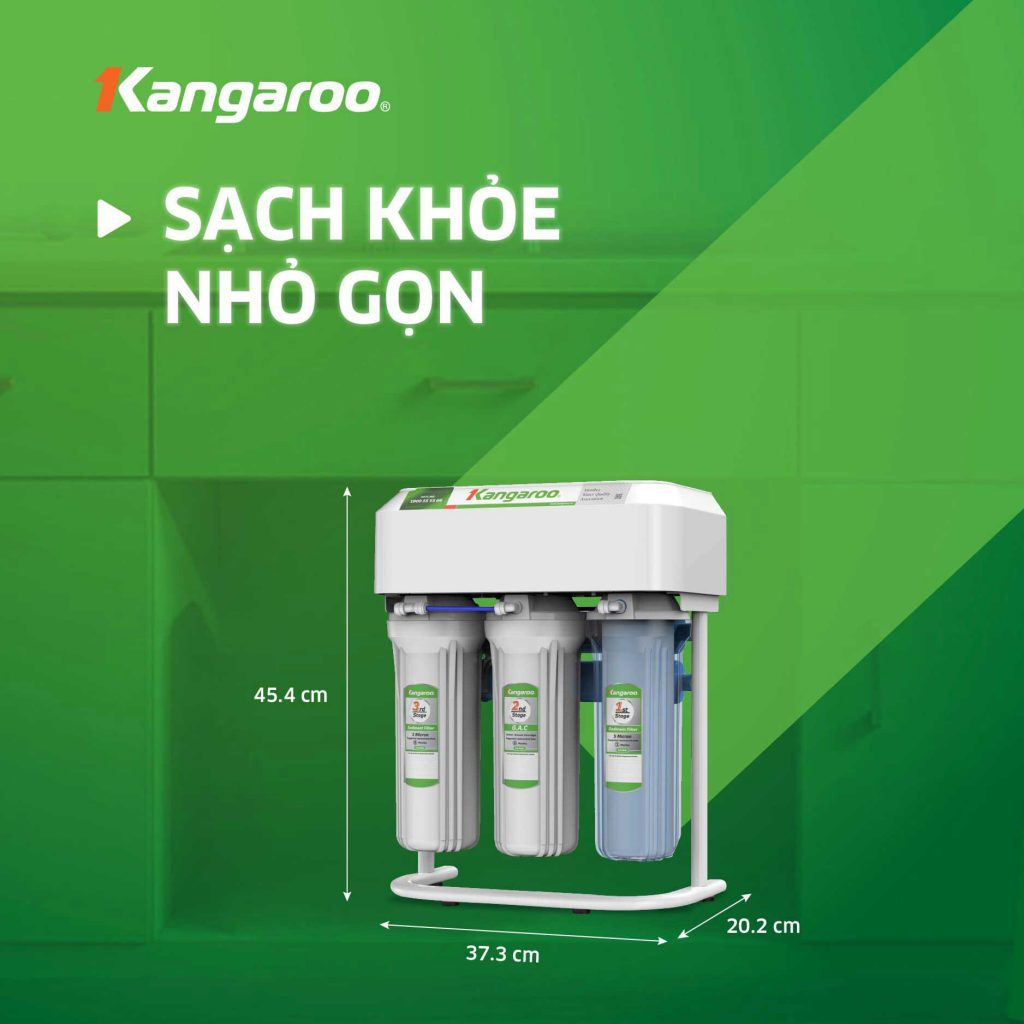 Máy lọc nước Kangaroo chân quỳ KGRP68EC - Đầy đủ phụ kiện: Vòi, bình áp, dây, khoá chia,...