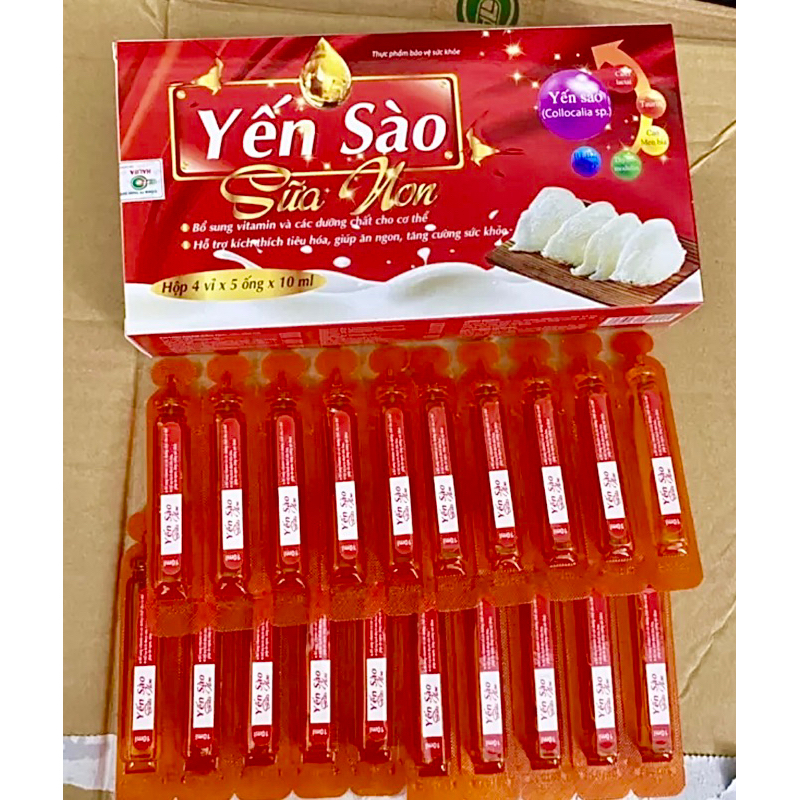 Siro ăn ngon ngủ tốt tăng sức đề kháng cho bé YẾN SÀO SỮA NON gold đỏ - Hộp 20 ống