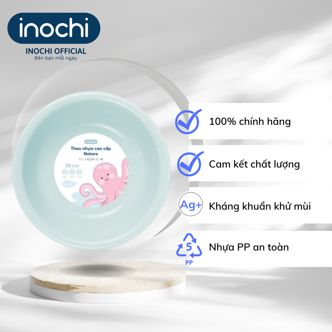 Thau nhựa rửa mặt cho bé Notoro inochi 21cm, 27cm, 32cm, 38cm, 50cm, màu sắc tươi sáng, chất liệu nhựa an toàn