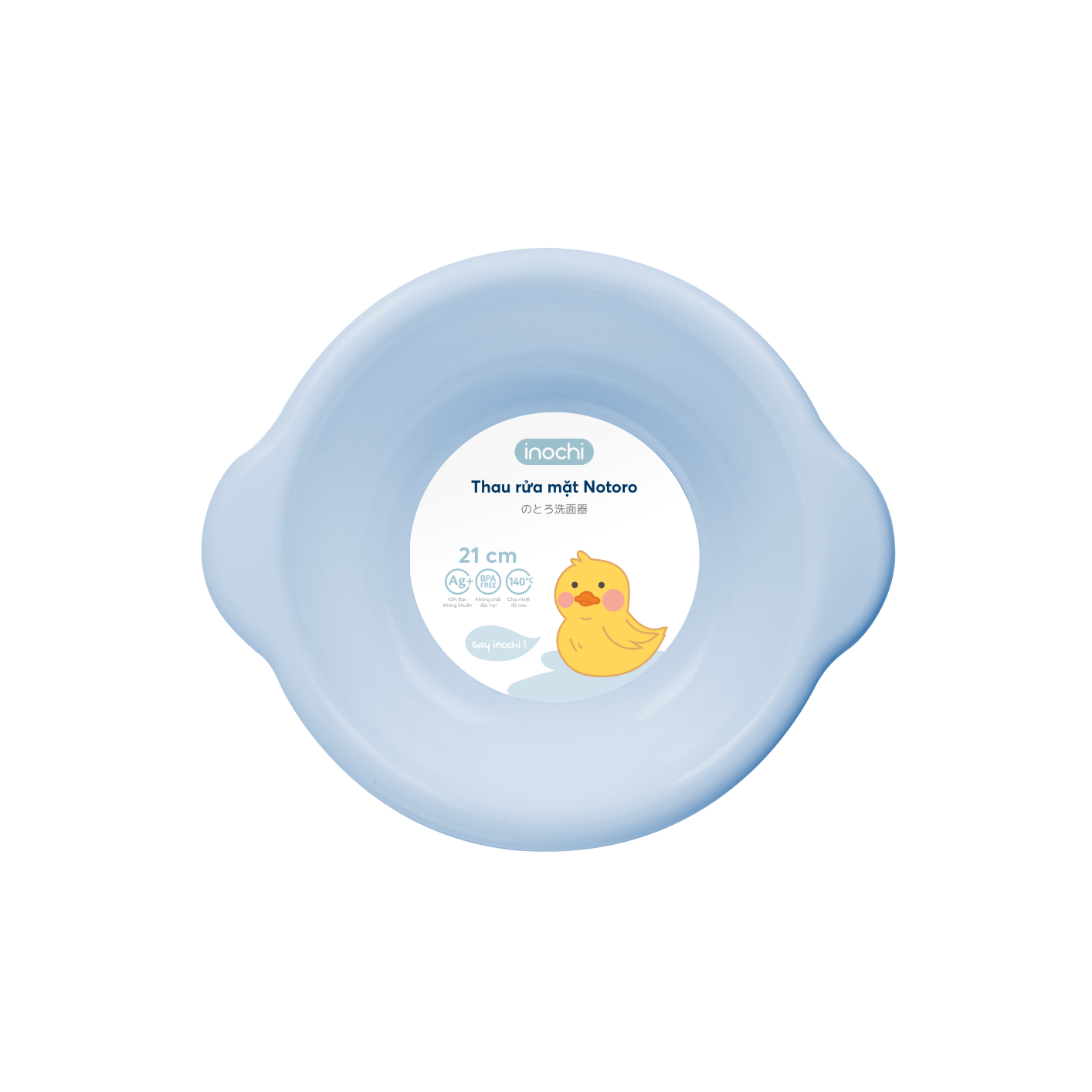 Thau nhựa rửa mặt cho bé Notoro inochi 21cm, 27cm, 32cm, 38cm, 50cm, màu sắc tươi sáng, chất liệu nhựa an toàn