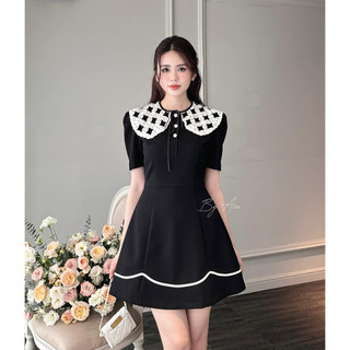 Váy đầm xòe cổ phối ren thiết kế cao cấp Ara V08