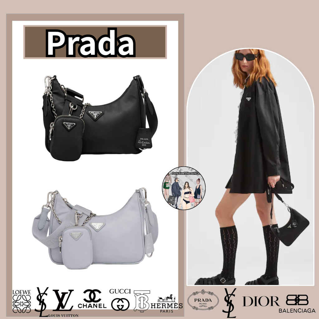 hàng hiệu Prada Re-Edition 2005 Túi xách ba trong một bằng nylon tái sinh/túi xách/túi đeo vai/đại lý mua hàng chính h