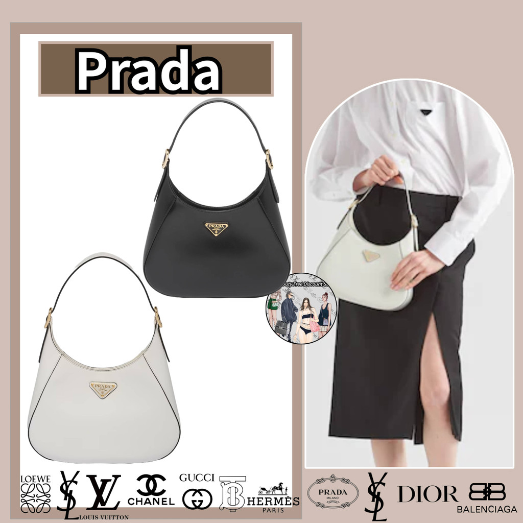 hàng hiệu Túi đeo vai cỡ trung bằng da Prada/Túi Messenger/Túi đeo vai/Phong cách mới nhất/Mua hàng chính hãng