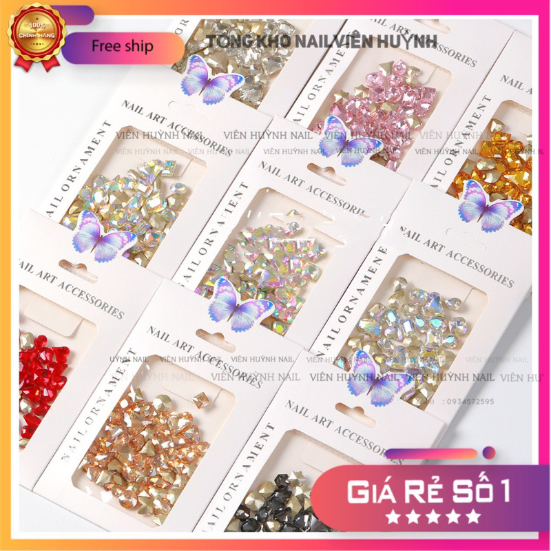 Đá khối nail , đá gắn móng siêu sáng ,túi 50 viên