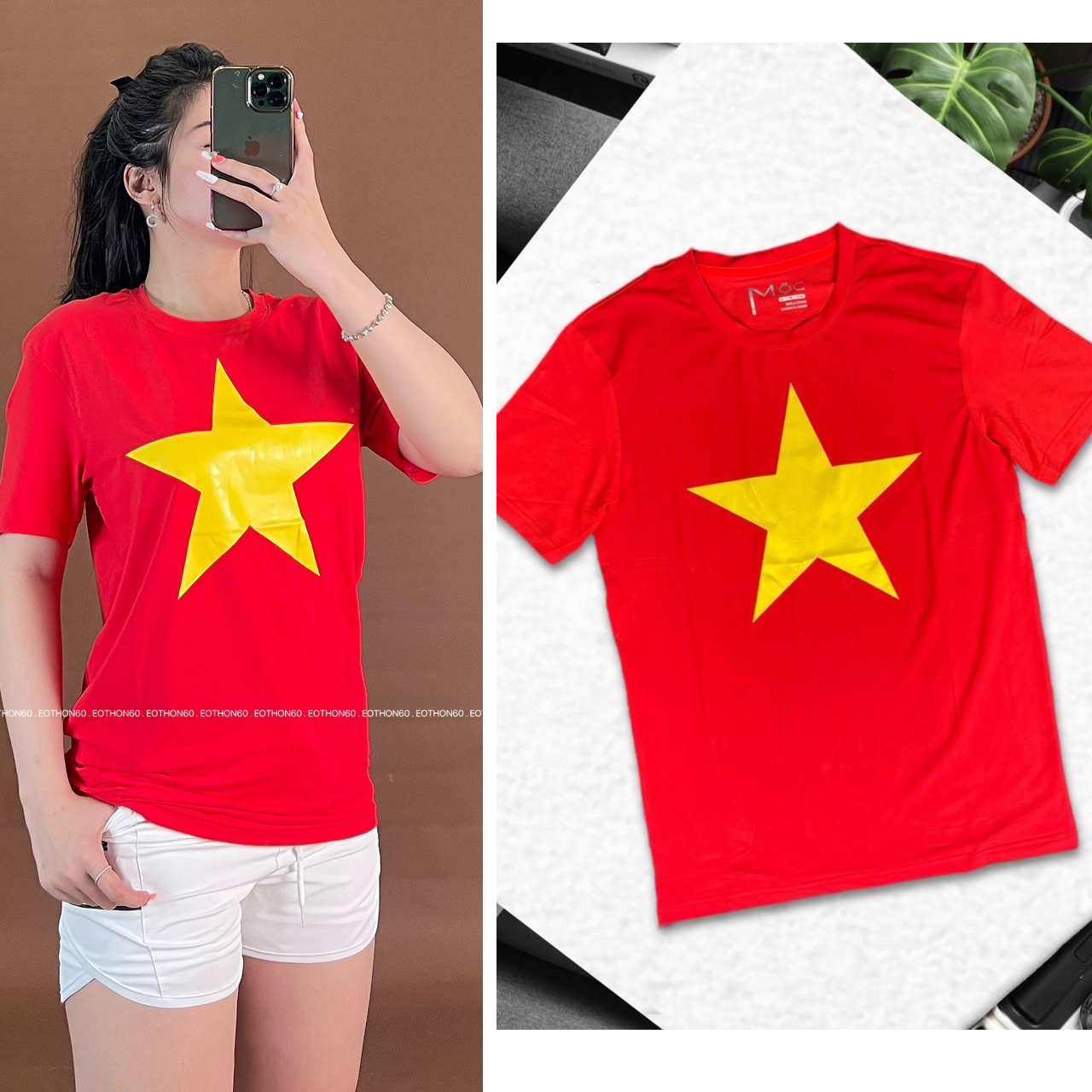 Áo thun lá cờ Việt Nam. Áo phông dày đẹp , form unisex cho nam nữ, đội nhóm, công ty, đồng phục cao cấp [hình thật shop