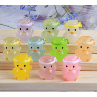 Mô hình vịt quàng khăn đội đầu dạ quang phát sáng trang trí nhà búp bê, DIY [1 cái ngẫu nhiên]