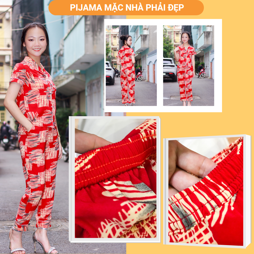 Bộ Pijama ngắn tay Thiết kế phong cách đơn giản, gọn gàng nhưng không kém phần sang trọng, quý phái