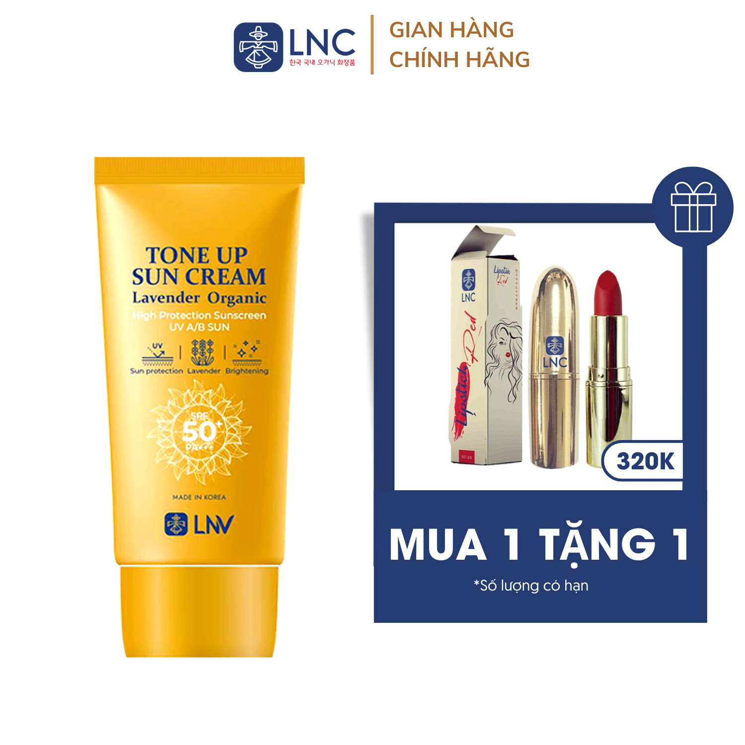 Kem Chống Nắng Lavender Organic 50+++ Kiềm Dầu Lên Tone Da Chống Trôi Dành Cho Da Dầu Da Nhạy Cảm 50g