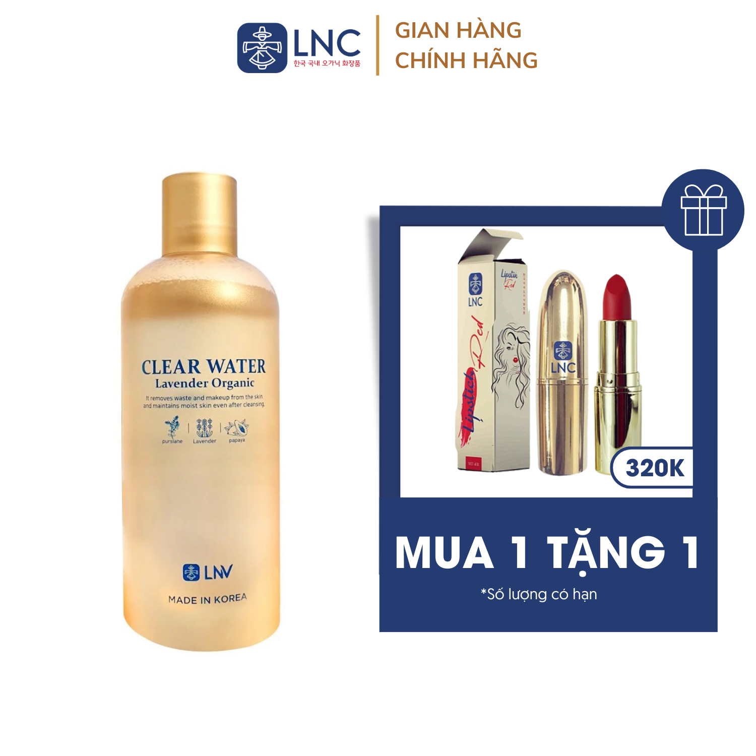 Nước Tẩy trang Lavender Organic Ngăn Ngừa Mụn Làm Sạch Lớp Trang Điểm Bụi Bẩn Dưỡng Ẩm 300ml