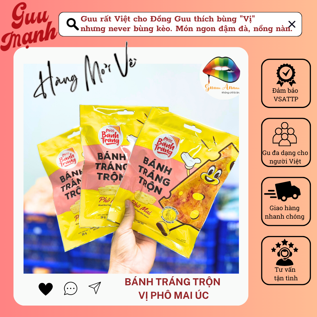Bánh tráng trộn ăn liền Miss Bánh Tráng - Vị phô mai Úc VSATTP tiện lợi