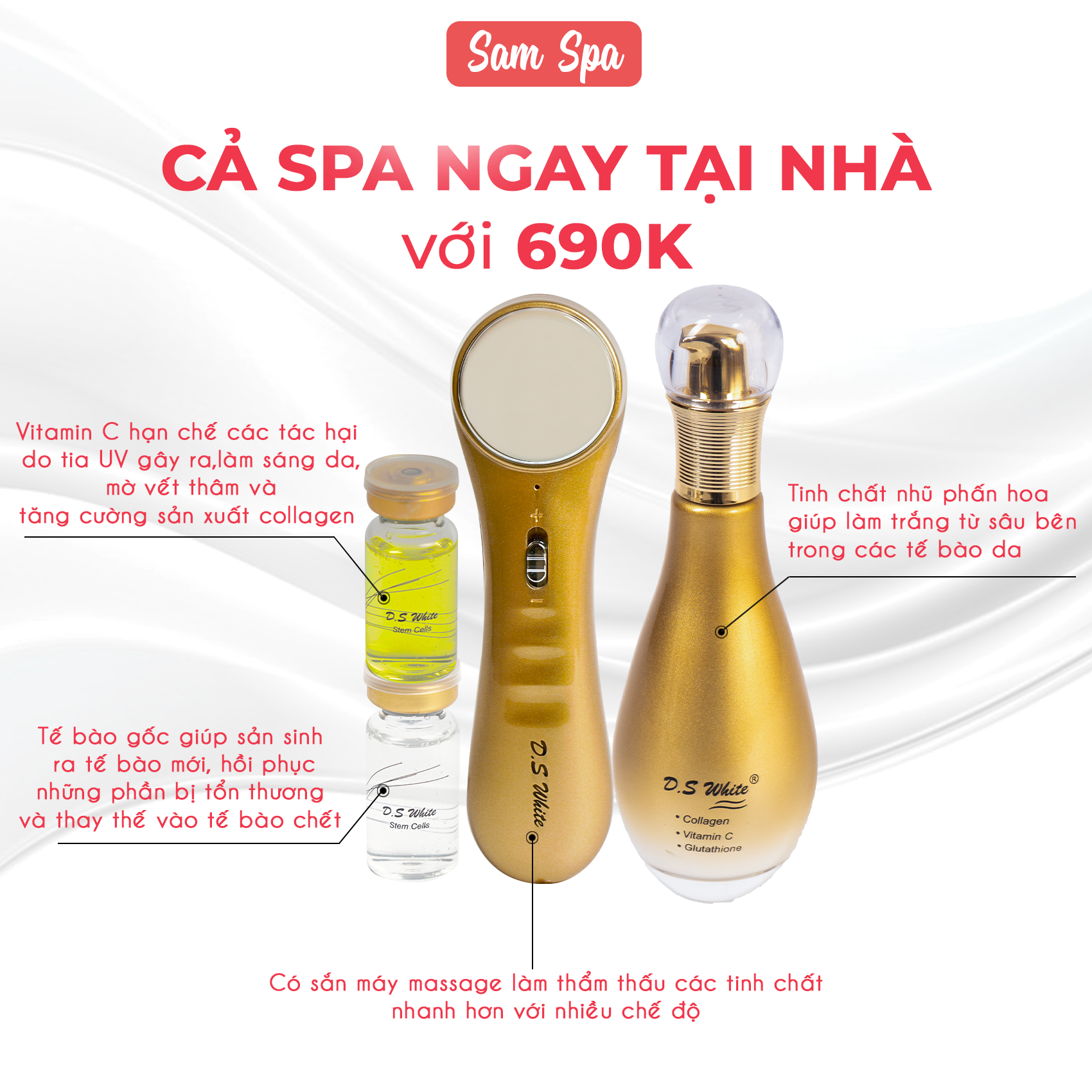 Cấy Trắng Da Mặt Nguyên Bào Sợi Dưỡng Trắng, Căng Bóng, Mờ Nám Tàn Nhang