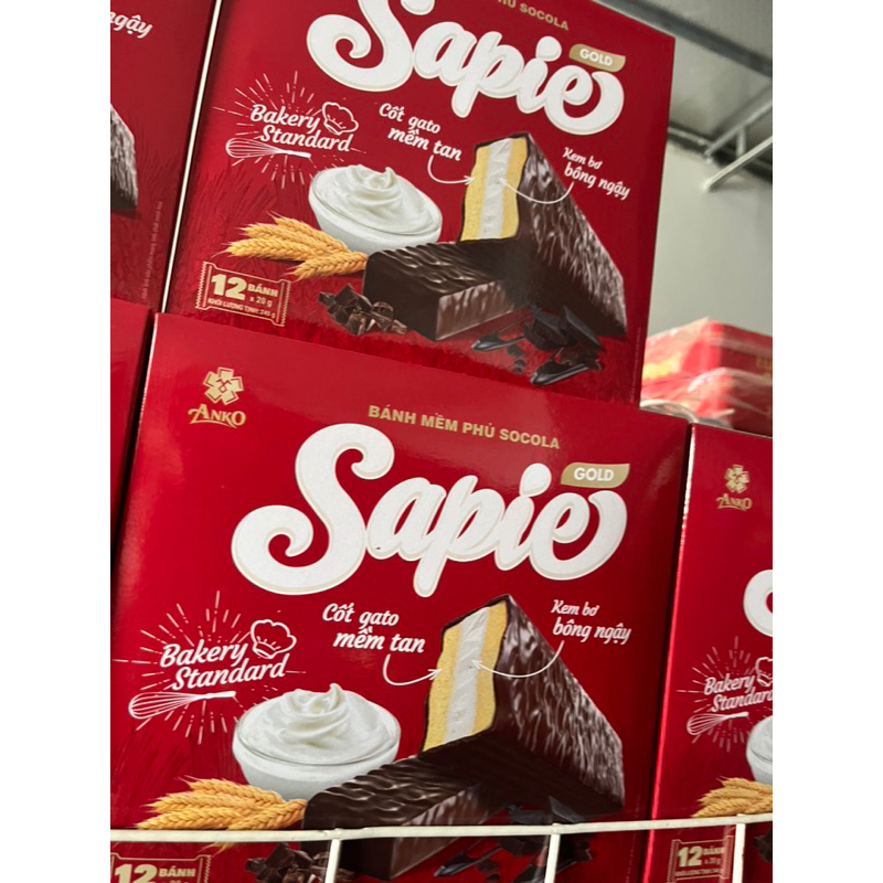 BÁNH MỀM PHỦ SOCOLA SAPIE GOLD 12 BÁNH 240G