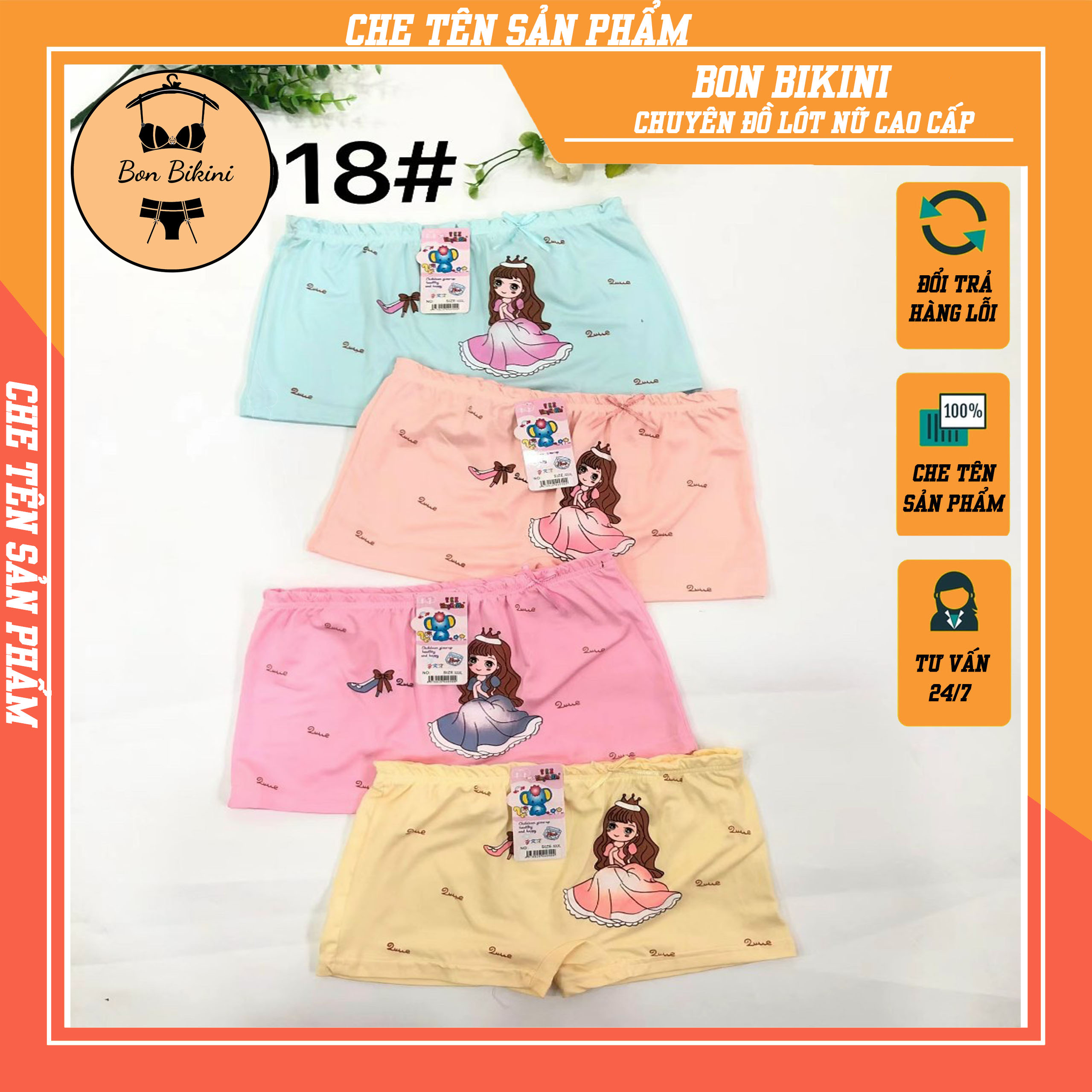 SET 10 Quần chíp bé gái đùi , tam giác  nhiều hình cute nhiều size