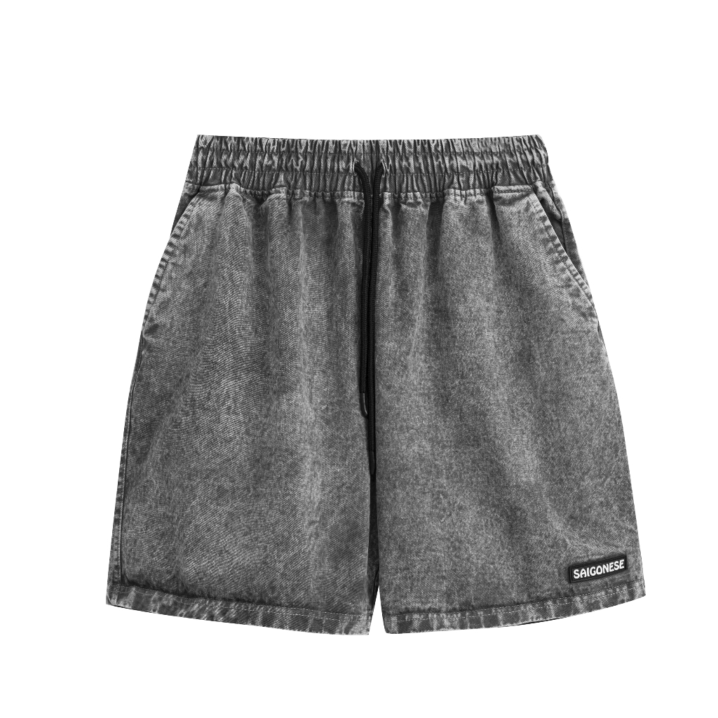 Quần Đùi Nam SAIGONESE Short Wash Plain Unisex / Xám Nhạt