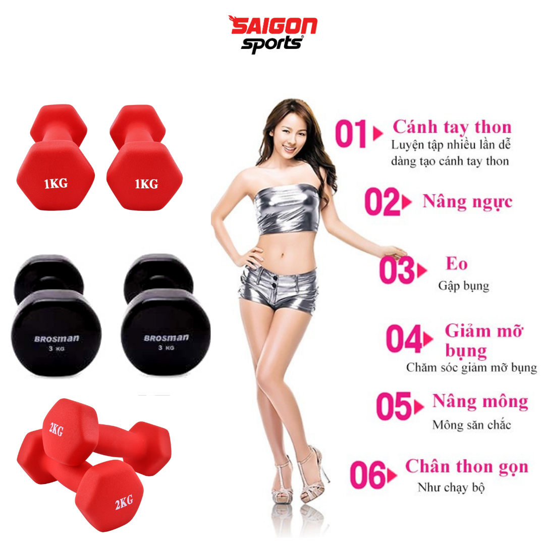 Tạ tập tay cho bé 0,5kg tạ tập tay tại nhà có lõi thép bọc cao su cao cấp - SÀI GÒN SPORT