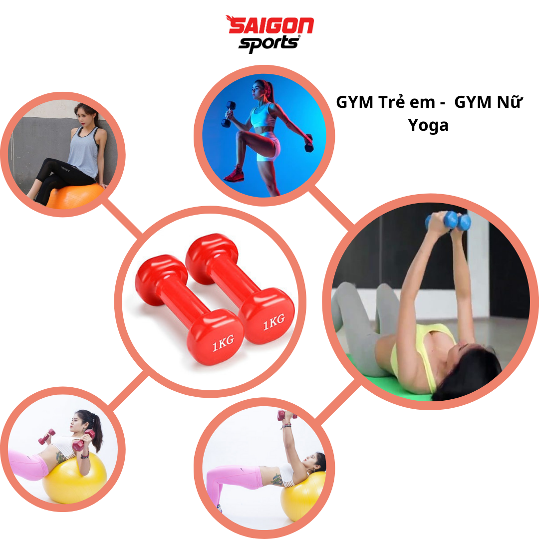 Tạ tập tay cho bé 0,5kg tạ tập tay tại nhà có lõi thép bọc cao su cao cấp - SÀI GÒN SPORT