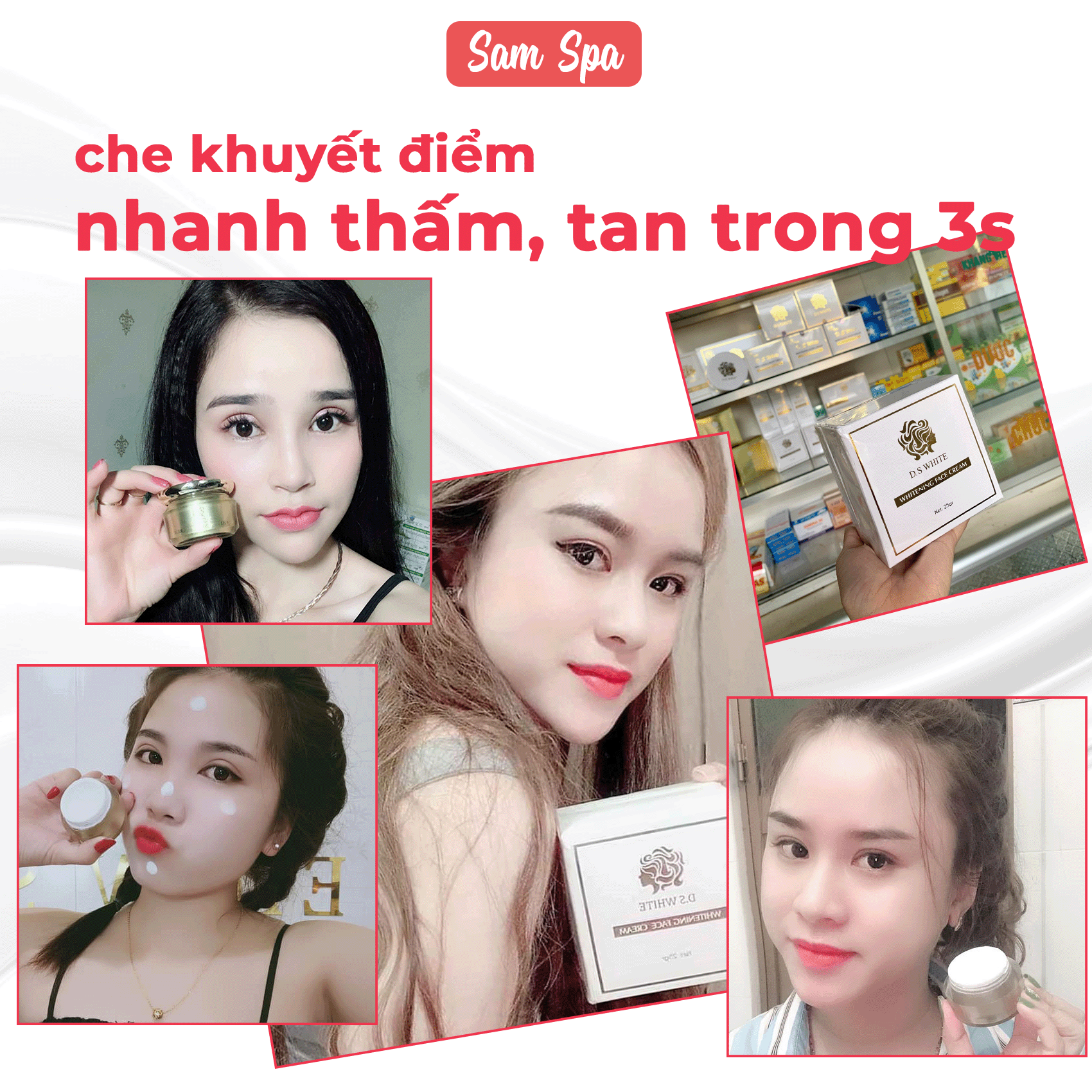Kem Face Phủ Lụa, Kem Dưỡng Trắng Da Mặt Makeup Mờ Nám, Tàn Nhang 25gr Thương Hiệu D.S White