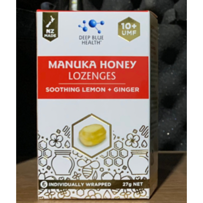 Kẹo ngậm mật ong Manuka UMF 10+ Deep Blue Health Manuka Honey Lozenges – với Chanh & Gừng