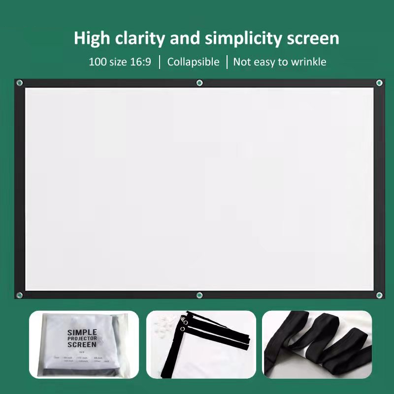 Màn Chiếu Chống Ánh Sáng LED, Màn Phản Quang 100/120 Inch Chống Ánh Sáng, Treo Tường HD 3D Rèm Vải, Hàng chất lượng cao