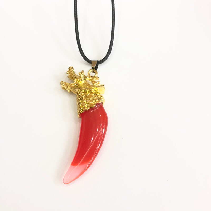 Vòng cổ dây da đen răng nanh, móng vuốt, dây chuyền nam