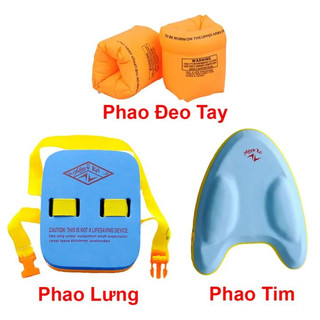 Bộ phao tập bơi dùng cho người lớn và trẻ em kích thước lớn gồm Phao Lưng, Phao Tim, Phao Tay, Áo Phao bơi cho bé