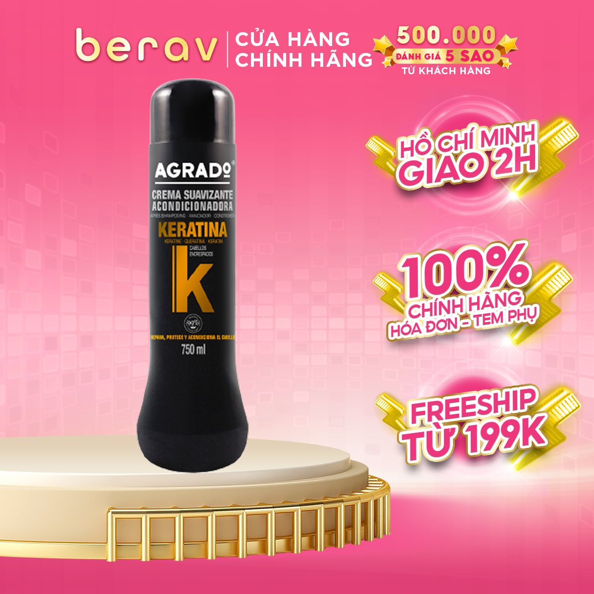 Dầu xả Agrado Keratin dành cho mọi loại tóc 750ml