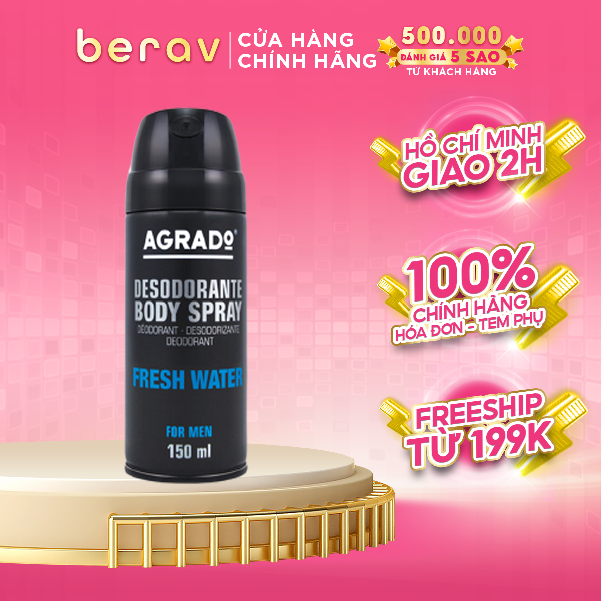 Xịt khử mùi body Agrado hương nước hoa Fresh Water 150ml