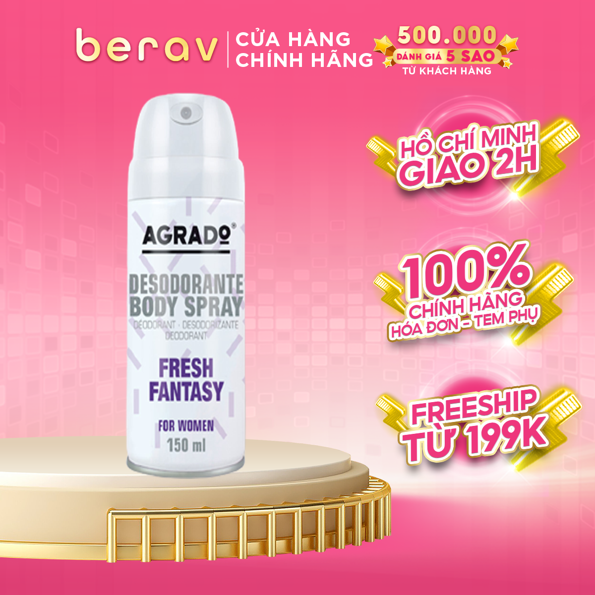 Xịt khử mùi body Agrado hương nước hoa Fresh Fantasy 150ml