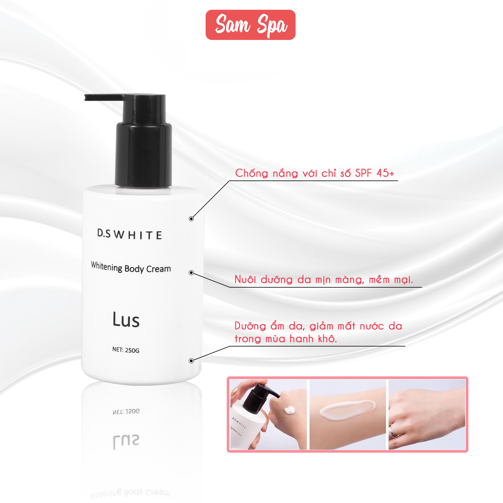 Kem Dưỡng Trắng Da Toàn Thân Body LUS, Makeup Dưỡng Ẩm, Phù Hợp Da Hay Lộ Vân Kem 250gr