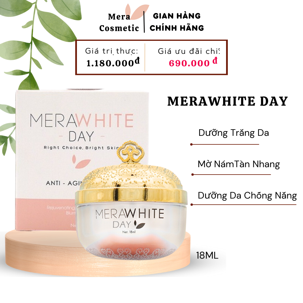 Kem Dưỡng Trắng Da Ban Ngày MERAWHITE DAY Mờ Nám Tàn Nhang Chống Lão Hóa Da 18ml