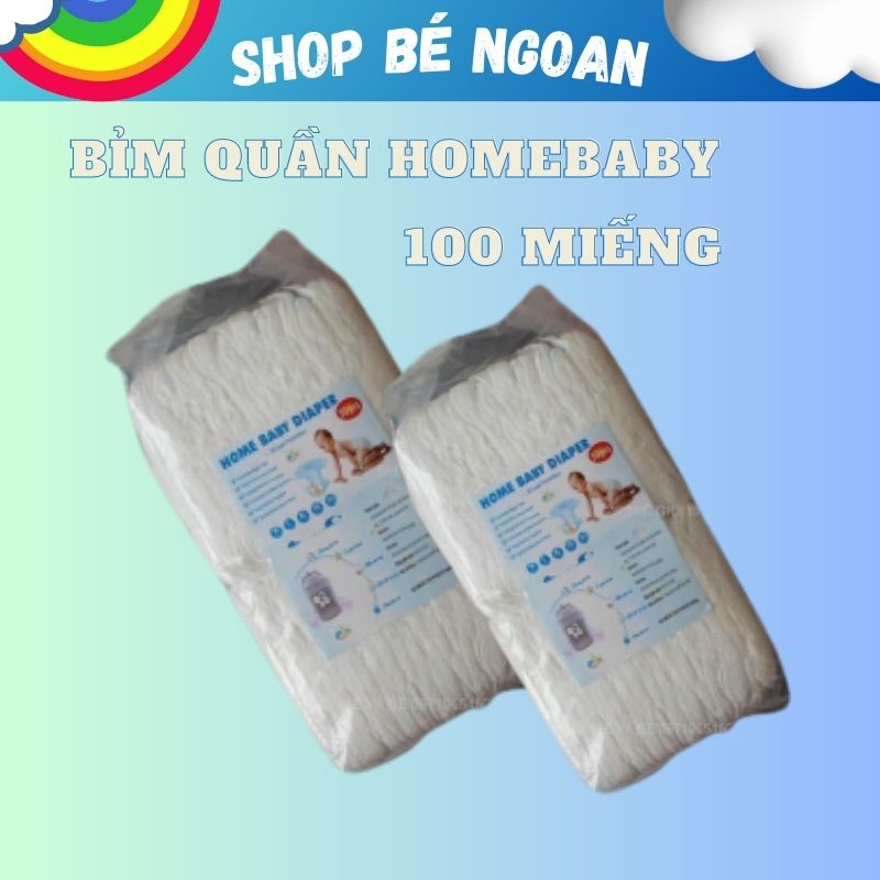 Bỉm quần Homebaby size M100/L100/XL100/XXL100/XXXL100 Shop Bé Ngoan