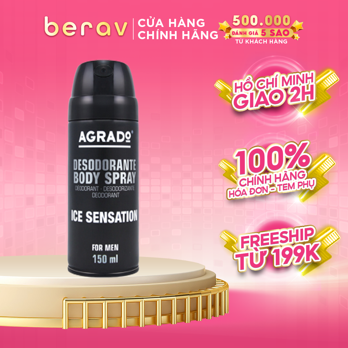 Xịt khử mùi body Agrado hương nước hoa Ice Sensation 150ml