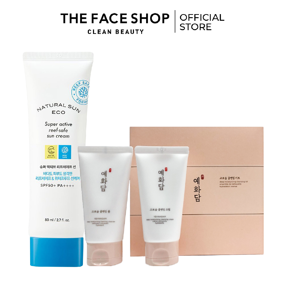 Combo Bộ Sản Phẩm Làm Sạch Sâu THE FACE SHOP 1pcs+Kem Chống Nắng Bảo Vệ Da SPF50+PA++++ 80ml