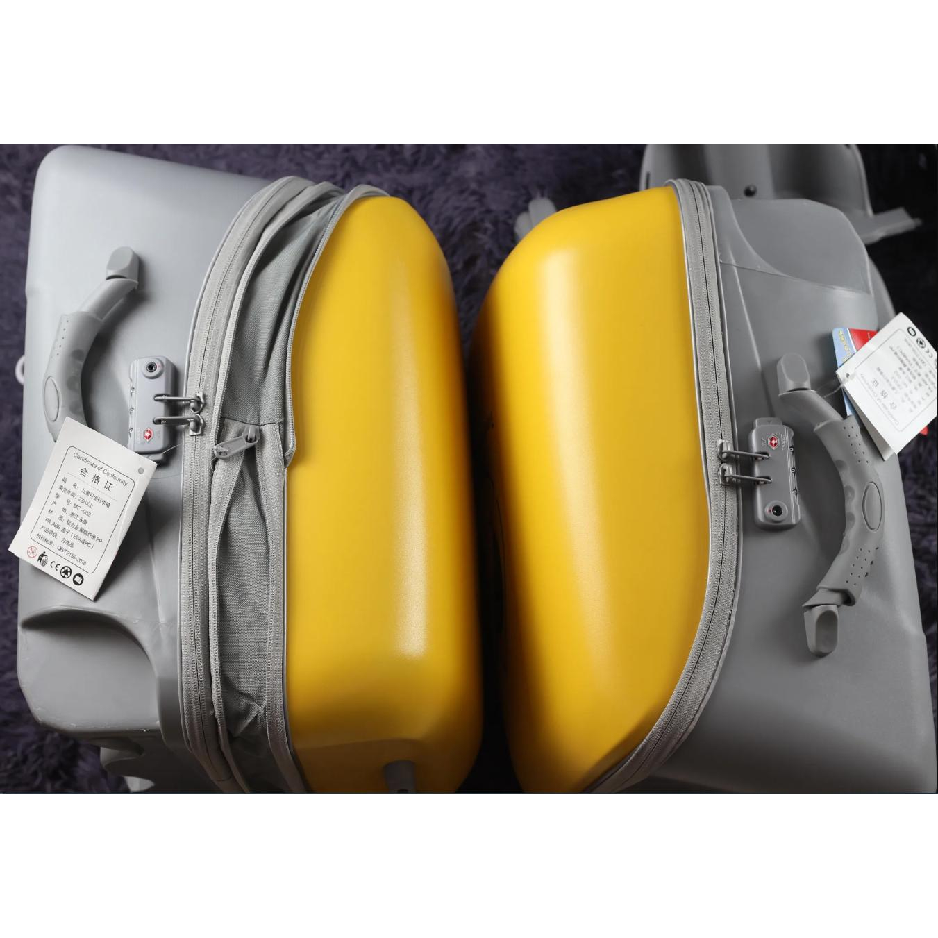 [Hàng sẵn] Vali du lịch trẻ kiêm xe ngồi  20inch có khóa hải quan chắc,tặng khung an toàn và đệm ngồi kèm sticker cho bé