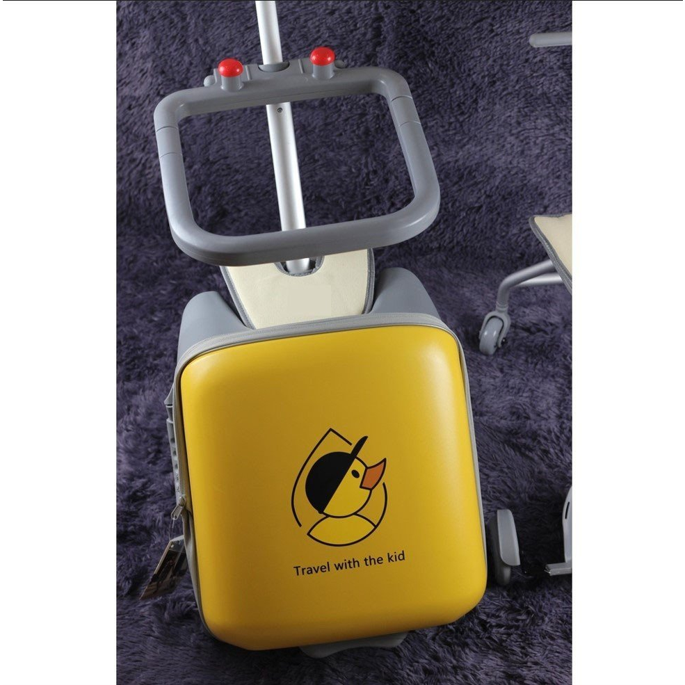 [Hàng sẵn] Vali du lịch trẻ kiêm xe ngồi  20inch có khóa hải quan chắc,tặng khung an toàn và đệm ngồi kèm sticker cho bé