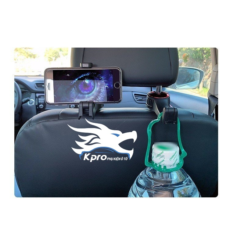 Móc đồ lưng ghế sau ô tô kiêm giá đỡ điện thoại - Hàng Kpro chất lượng cao