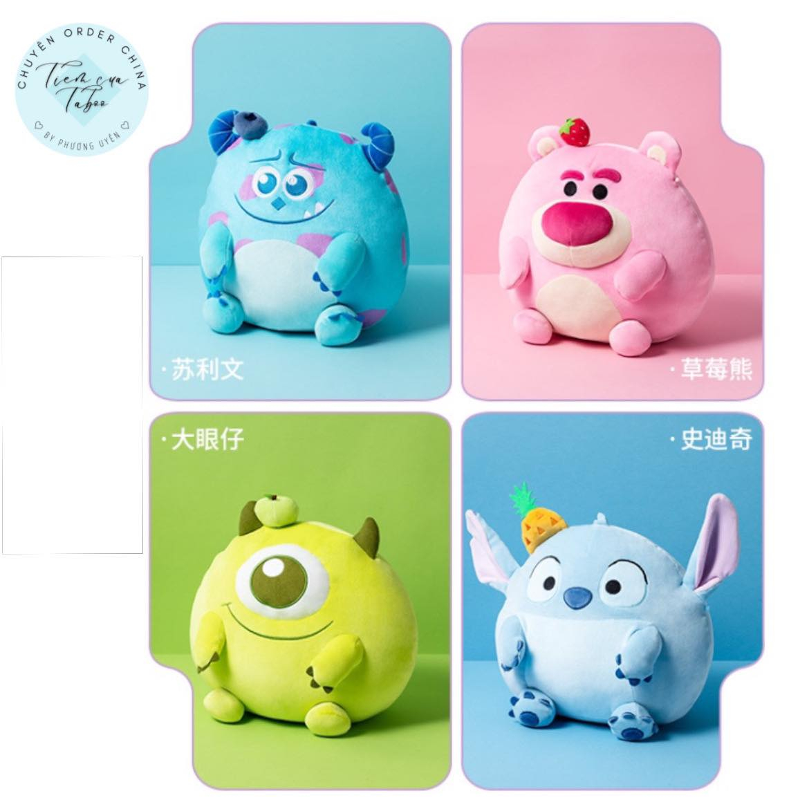 Gấu bông phiên bản Ú nhân vật Lotso, Stitch, Sulley, Alien đáng yêu siêu êm, siêu mềm mại