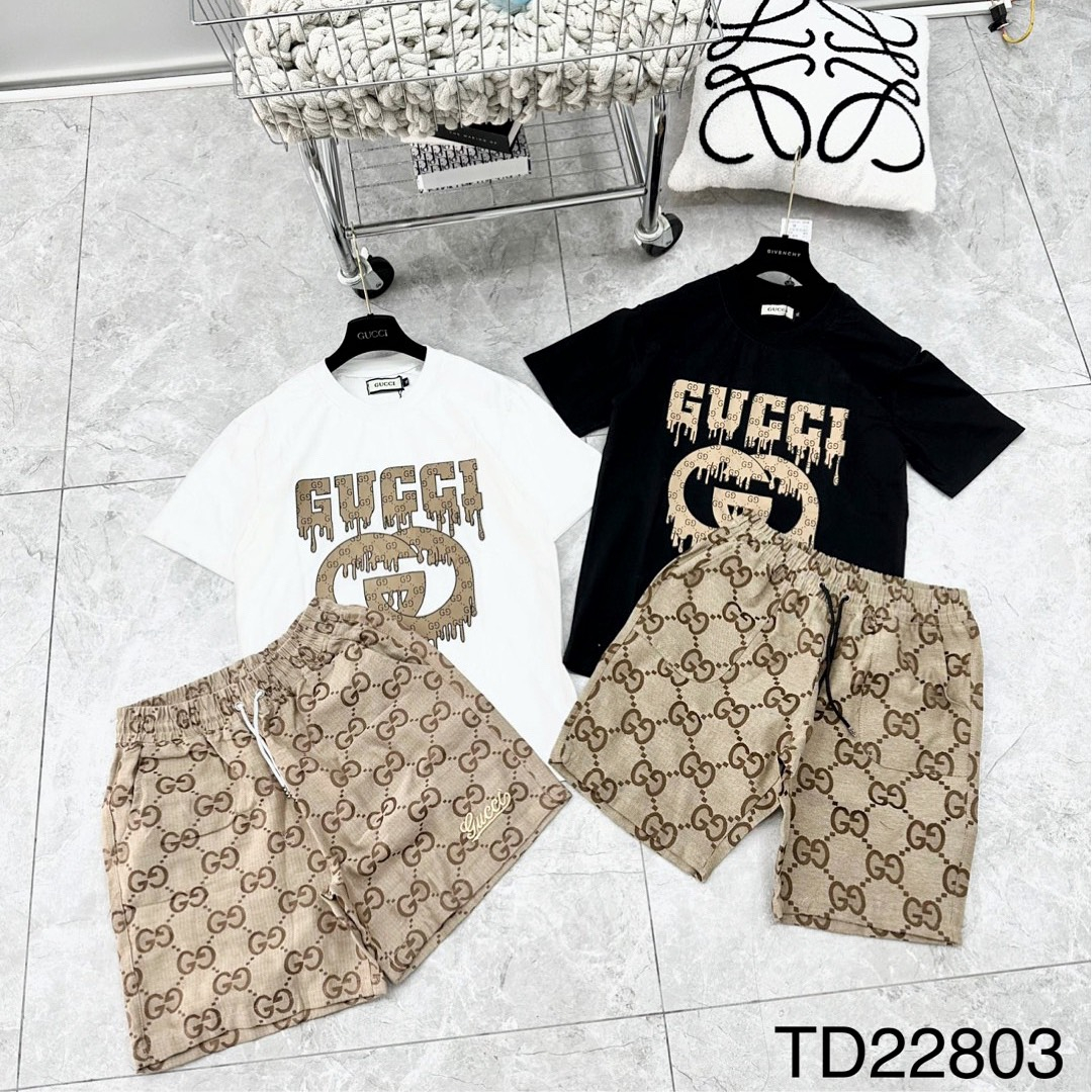 Bộ Quần Áo Nam Cotton Logo G.C Vàng Cao Cấp, Bộ Đồ Nam Mùa Hè G.C Quần Cứng Siêu Hot