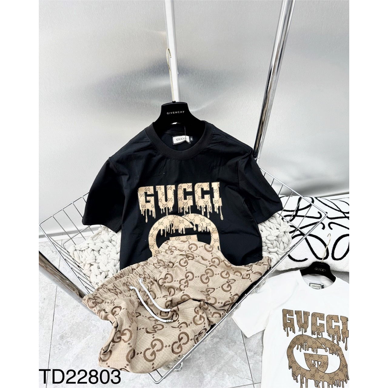 Bộ Quần Áo Nam Cotton Logo G.C Vàng Cao Cấp, Bộ Đồ Nam Mùa Hè G.C Quần Cứng Siêu Hot