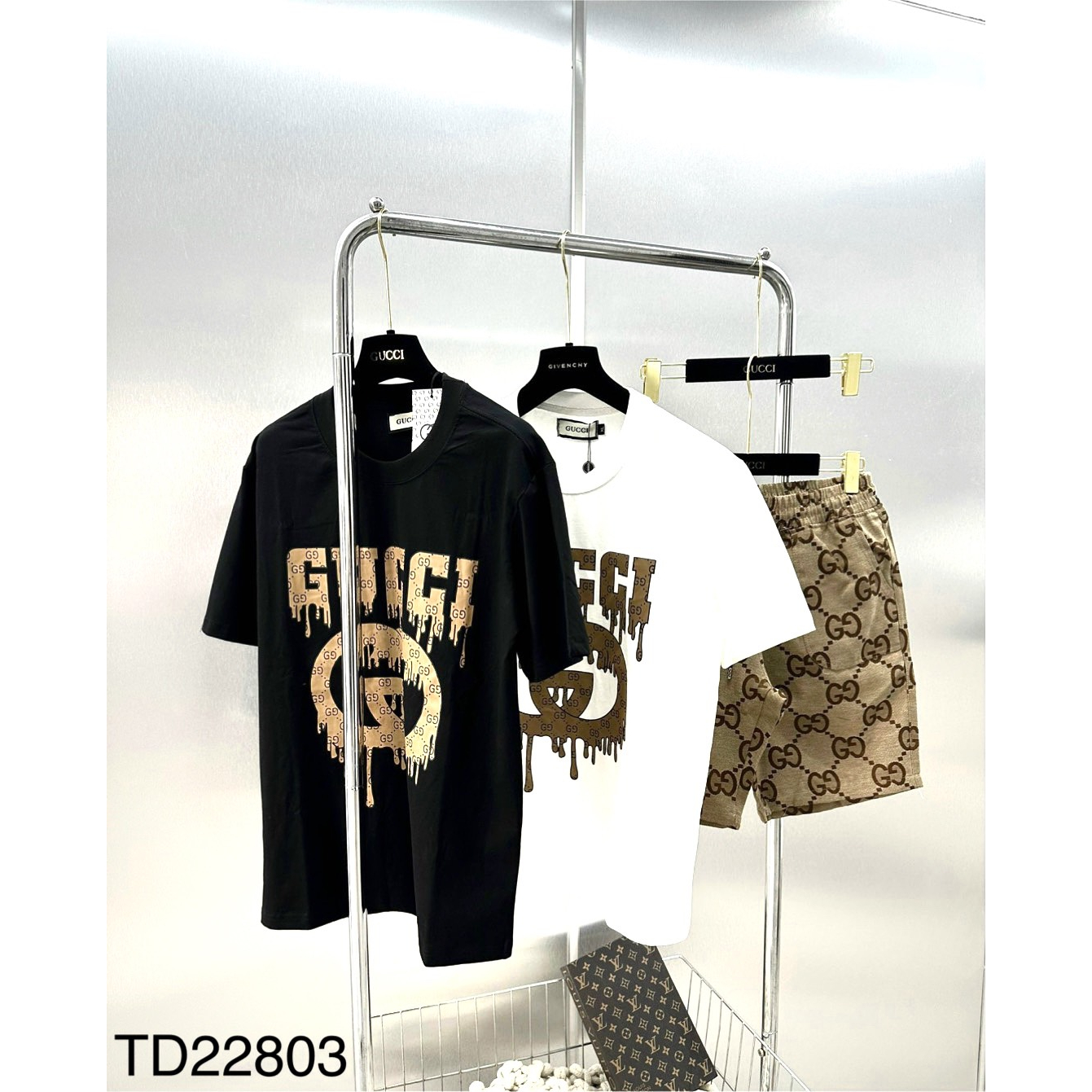 Bộ Quần Áo Nam Cotton Logo G.C Vàng Cao Cấp, Bộ Đồ Nam Mùa Hè G.C Quần Cứng Siêu Hot