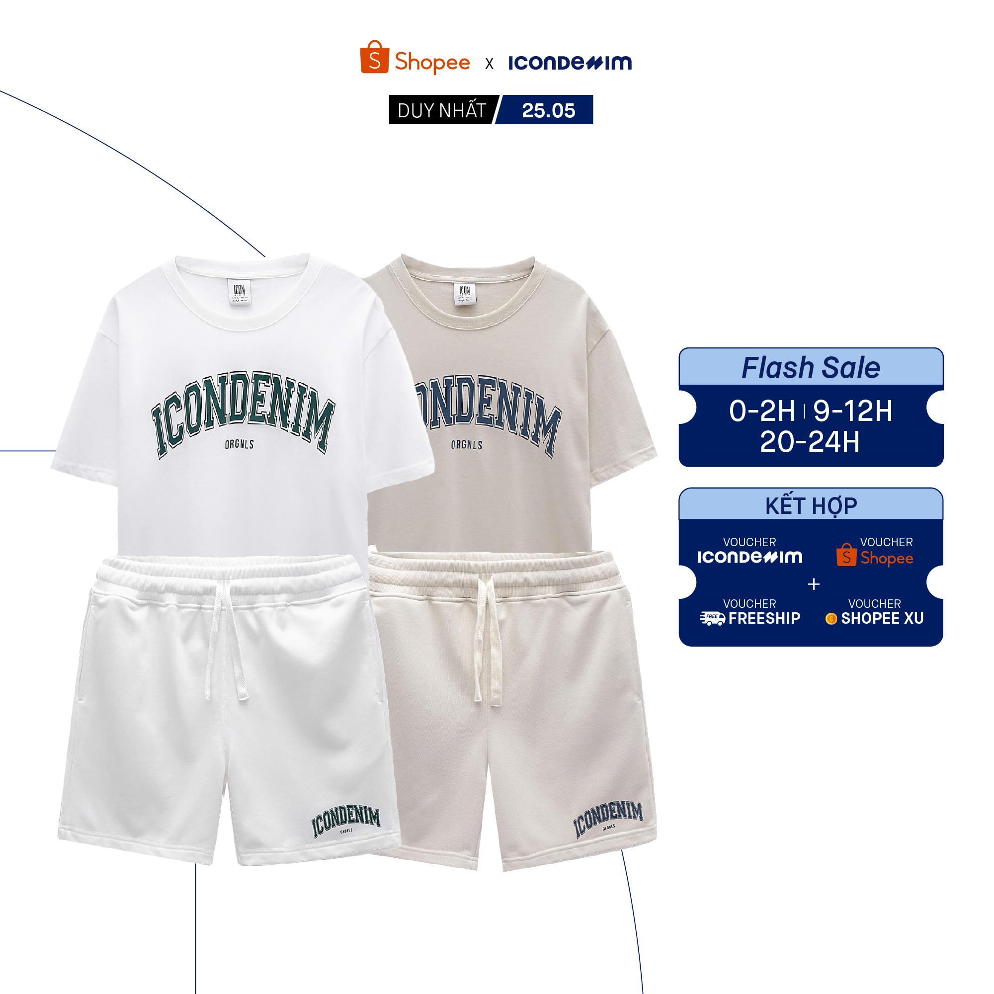 Set Đồ Ngắn Nỉ Chân Cua Cotton Nam ICONDENIM Regular Form ORGNLS SEID0007