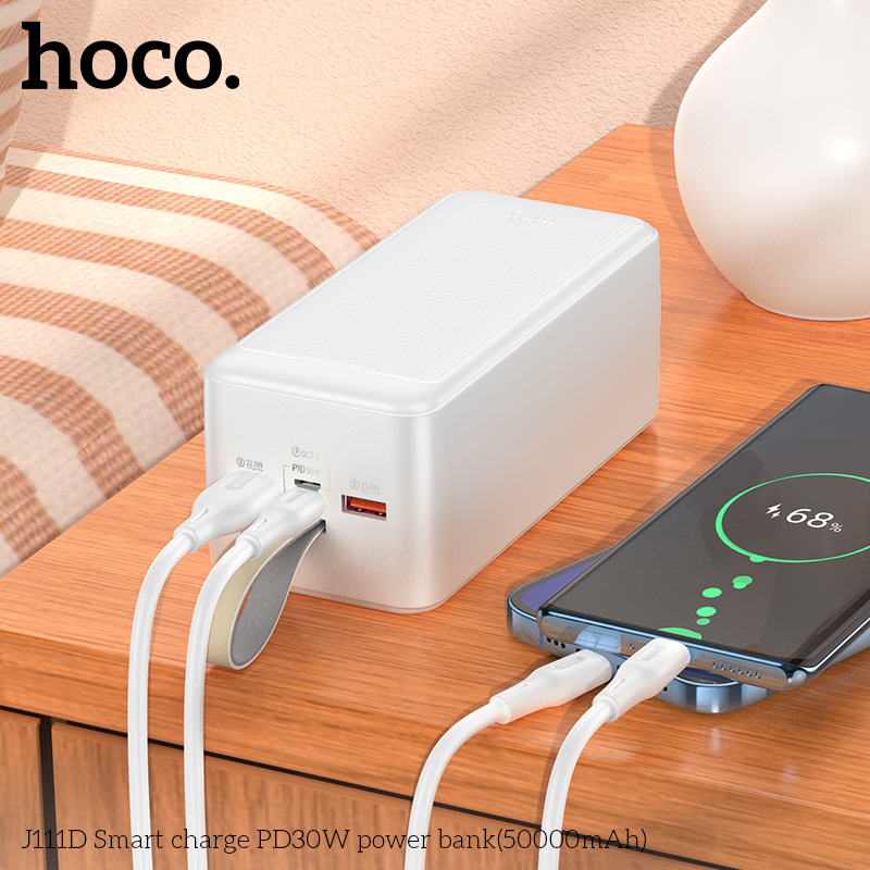 Pin dự phòng sạc siêu nhanh Hoco J111D 50000mAh TypeC PD 30W, USB QC 3.0 22.5W - Hãng phân phối