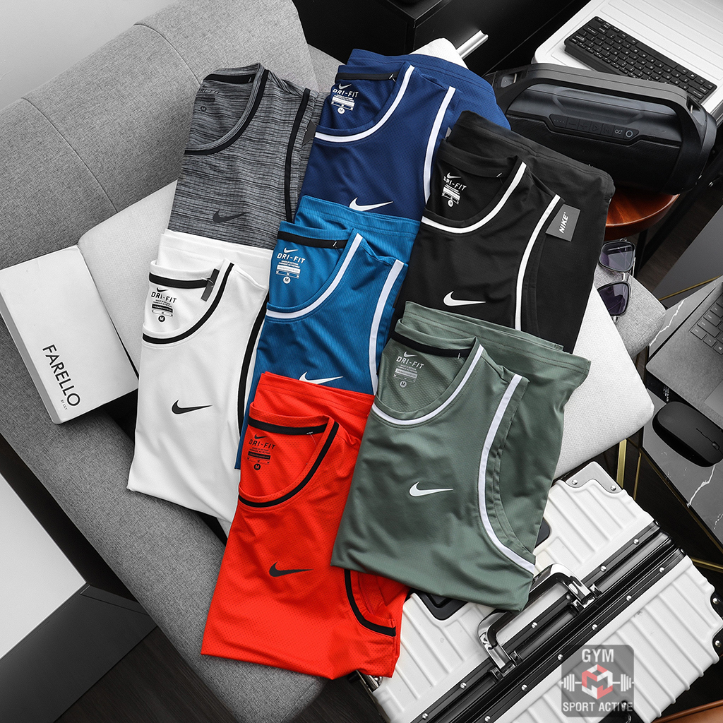 Áo ba lỗ nam thể thao áo sát nách bóng rổ chạy bộ tập gym nam tank Nike thun lỗ kim 4 chiều thoáng mát