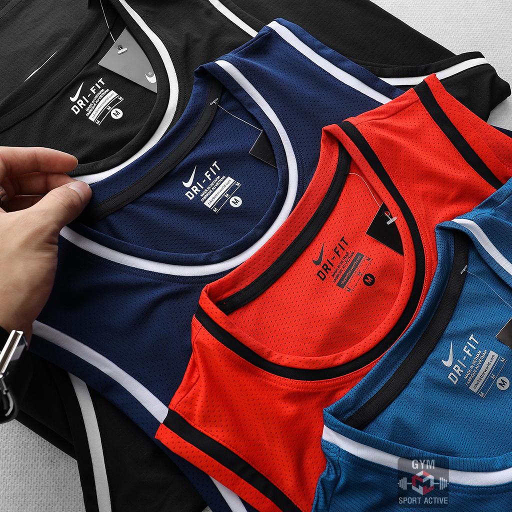Áo ba lỗ nam thể thao áo sát nách bóng rổ chạy bộ tập gym nam tank Nike thun lỗ kim 4 chiều thoáng mát