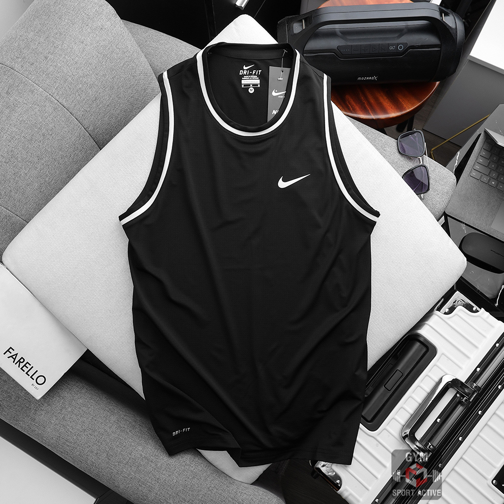 Áo ba lỗ nam thể thao áo sát nách bóng rổ chạy bộ tập gym nam tank Nike thun lỗ kim 4 chiều thoáng mát